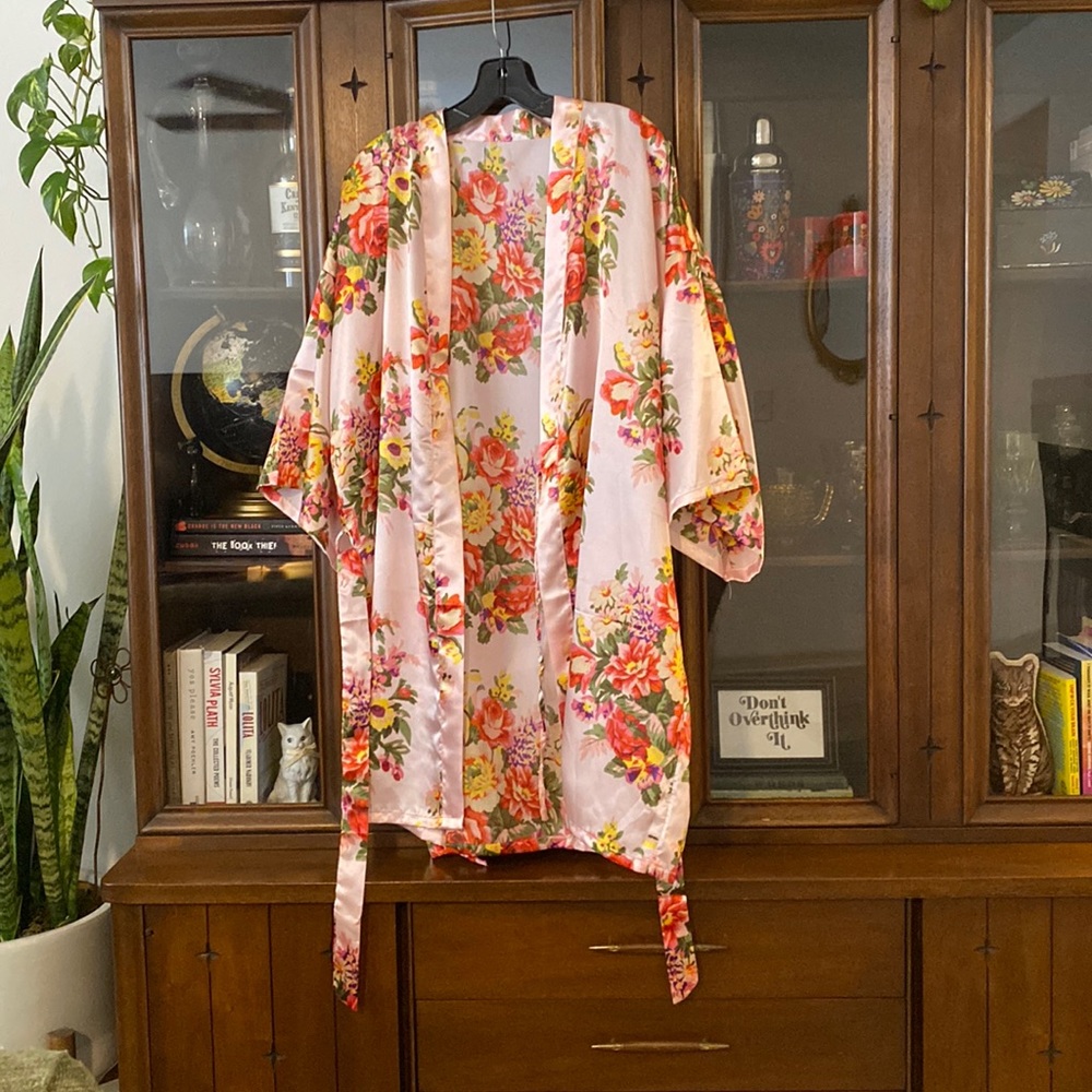Floral “silk” robe